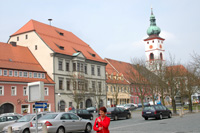 Oberer Marktplatz Tirschenreuth mit Stadtpfarrkirche, vor dem groen Umbau 2007